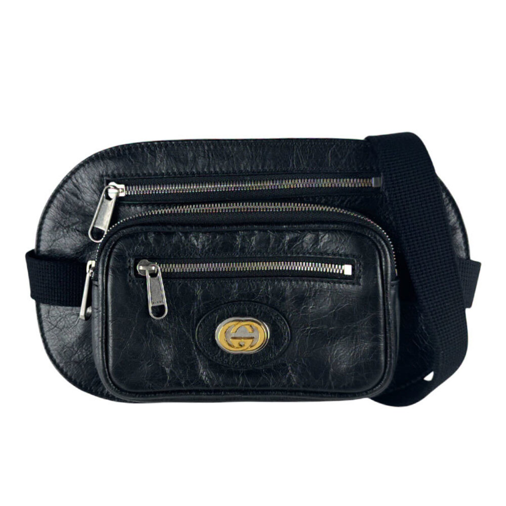 Gucci GUCCI Body Bag Waist Leather Black Men's 575857 z10590